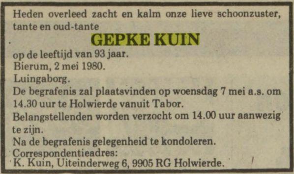 gepke kuin in 1980.